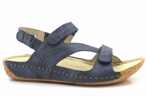 sandały damskie na rzep skórzane Veronii 03199 niebieskie