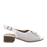 Eleganckie sandały skórzane damskie z ozdobną klamrą Sandway  F7507-1D białe 