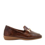 Eleganckie mokasyny damskie lakierowane Aga 02598/4 brązowe
